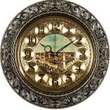 4051-112 (5) Часы настенные круг с узором d=39,5см, корпус черный с золотом 