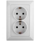 Фото товара - 4-205-01 Intro Розетка 2X2P+E Schuko, 16А-250В, СУ, Solo, белый [1/10/100] №1