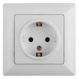 Фото товара - 4-206-01 Intro Розетка 2P+E Schuko со шторками, 16А-250В, СУ, Solo, белый [1/10] №1