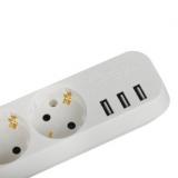 Фото товара - ЭРА U-3es-3m-USB Удлинитель  3 розетки + 3xUSBA 3м 10А c/з с выключателем [1] №2