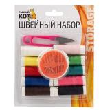 Швейный набор - 10 катушек, ножницы, иголки. Рыжий кот [1/12/192]