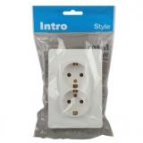 Фото товара - 7-205-01 Intro Style Розетка двойная с заземлением 2X2P+E Schuko, 16А-250В, IP20, СУ, белый [1/10/100] №3