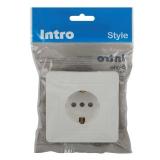 Фото товара - 7-206-01 Intro Style Розетка с заземлением 2P+E Schuko со шторками, 16А-250В, IP20, СУ, белый [1/10/200] №3