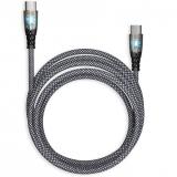 Smartbuy Кабель для зарядки и передачи данных, прозрачн.након.  TYPE C - TYPE C, 3А,нейл., черн,1 м, [1]