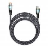 Smartbuy Кабель для зарядки и передачи, прозрачн.наконечники  TYPE C - LIGHTNING черн.,3А,нейл.,1 м, [1]