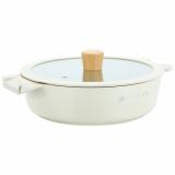 Zeidan Z-90248 Ivory Жаровня со стеклянной крышкой  – 4,6 л (d28х7,5см), литой алюминий, ПОКРЫТИЕ «NEOGRES», ИНДУКЦИОННОЕ ДНО [1/6]