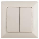 Фото товара - 4-104-02 Intro Выключатель Solo  двухклавишный 10А-250В, IP20, СУ, слоновая кость [1/10?] №1