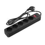 General GPS-5-10-3x075-500-B Сетевой фильтр, 5 мест, 10А, 3x075 мм2, 5м, черный (471017) [1/40?]