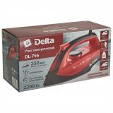 Фото товара - Delta, DL-756, Утюг, 2200 Вт, подошва: керамическая, вертикальное отпаривание, паровой удар г/мин: 125, черно-красный [1/10] №2