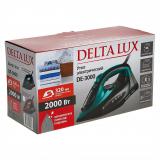 Фото товара - Delta, LUX DE-3000, Утюг, 2000 Вт, подошва: керамическая, вертикальное отпаривание, паровой удар г/мин: 130, черно-бирюзовый [1/10] №2