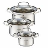 Hoffmann 54223 Набор кастрюль, 6 предм. 1,5л. 3,0л. 5,0л. нерж. сталь, индукция [1/4?]