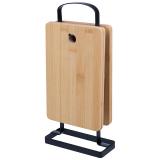 Mallony Набор из 4 разделочных досок, Foresta di bambu, из бамбука на подставке, размер:15*6,5*32 см. [1/12?]