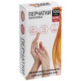 Перчатки виниловые неопудренные, 100 шт, размер M. Рыжий кот [1/20?]