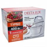 Фото товара - Delta, LUX  DE-7901C, Миксер кухонный, 400 Вт, с чашей, 5 скоростей, белый [1/4] №2