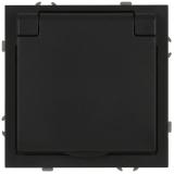 15-2103-05 ЭРА Розетка c заземлением, 2P+E Schuko со шторками с крышкой, 16А-250В IP20, Galaxy антрацит [1/10]