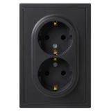 15-2104-05 ЭРА Розетка  с заземлением двойная, 2X2P+E Schuko 16А-250В IP20, Galaxy антрацит [1/6]