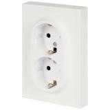 Фото товара - 15-2104-08  ЭРА Розетка с заземлением двойная, 2X2P+E Schuko 16А-250В IP20, Galaxy белый матовый [1/6] №2