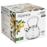 Фото товара - Alpenkok AK-550 Чайник из нерж.стали 3л,со свистком,индукционное дно,белый с золотом [1/12] №2