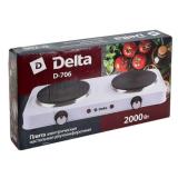 Фото товара - Delta, D-706, Плита настольная, электрическая, 2000 Вт, двуконфорочная, чугун, белый [1/5] №2
