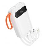 HOCO J151 Spirit, 10000mAh, пластик, индикатор,  кабель Type-C, микро USB, 8 pin, цвет: белый [1]