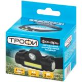 Фото товара - Трофи GA-101 Фонарь налобный светодиодный, аккумуляторный 3 Вт COB + 3 Вт LED 2 режима магнит [1] №3