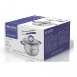 Фото товара - Viconte VC-08911s Кастрюля со стеклянной крышкой 2,1 л. нерж. сталь, КАПСУЛИРОВАННОЕ ДНО,  ручки с силиконовым покрытием. [1?] №2