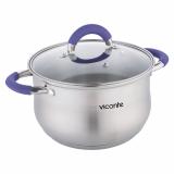 Фото товара - Viconte VC-08914s Кастрюля со стеклянной крышкой 5,1 л. нерж. сталь, КАПСУЛИРОВАННОЕ ДНО, ручки с силиконовым покрытием. [1?] №1