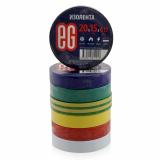 Фото товара - Еврогарант Изолента 15-20М Микс (3 шт.синий,3 шт черный, по 1шт : желтый, белый, зеленый, красный) [1] №1